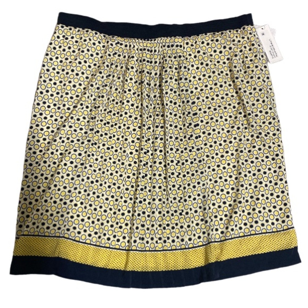 Printed Yellow and Navy A-Line Skirt